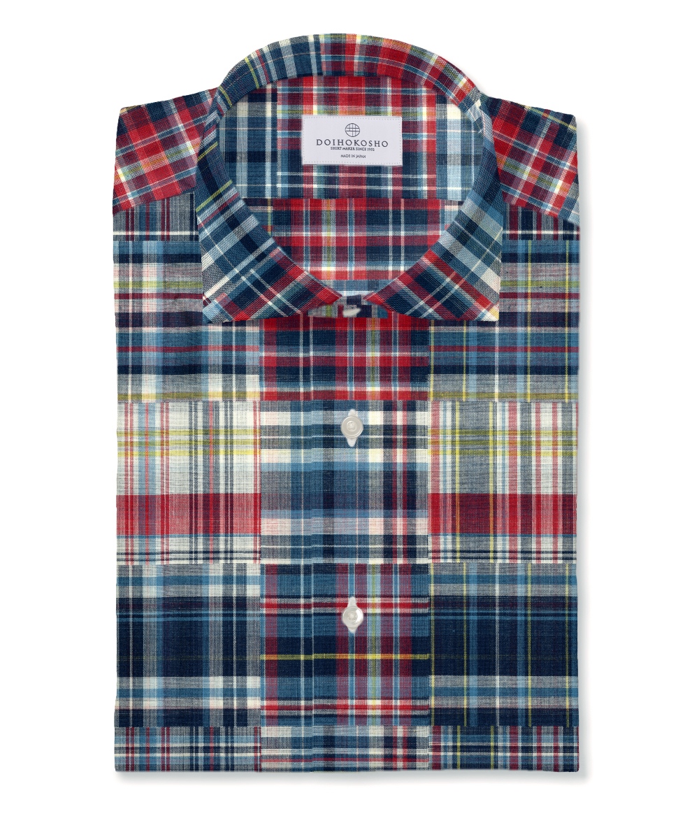 マルチカラー パッチワーク マドラスチェック ドレスシャツ | 土井縫工