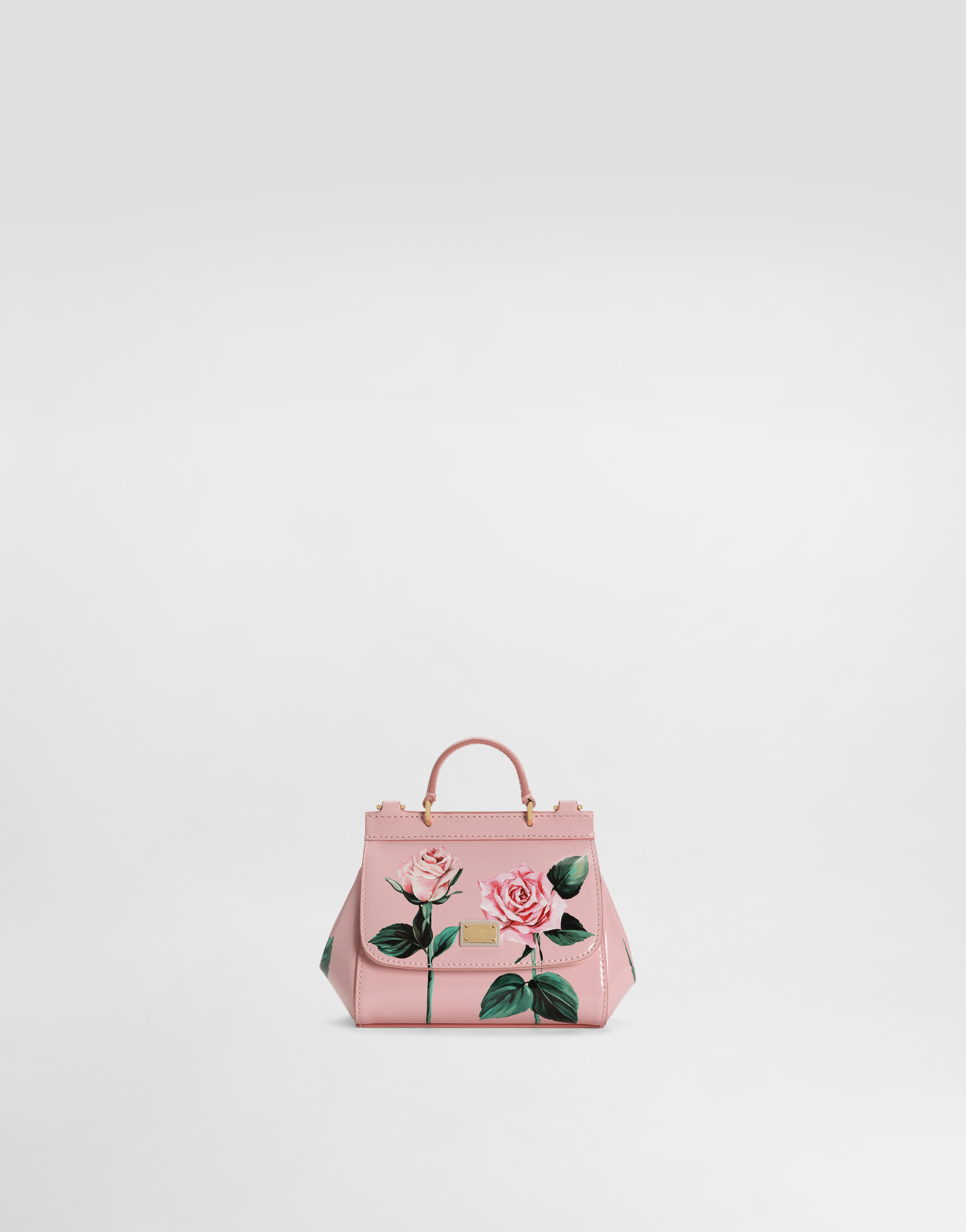 Polished calfskin Sicily crossbody bag with rose print in Print