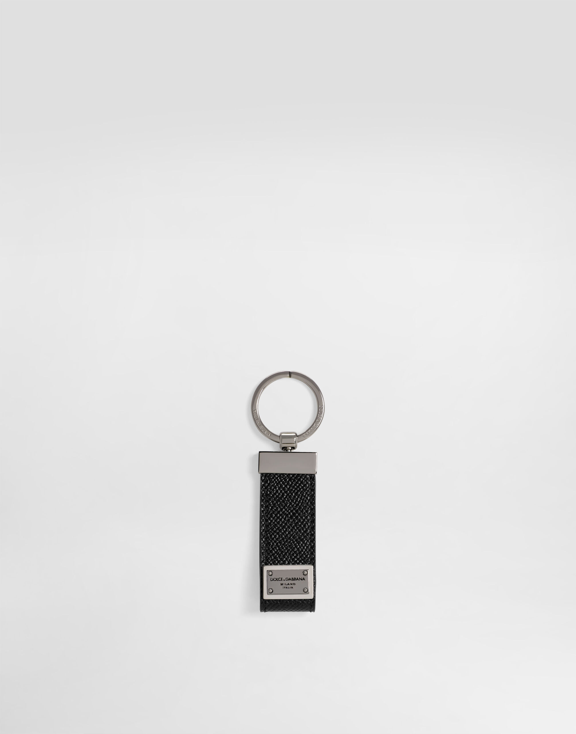 Calfskin key chain with logo tag in Black for Men | Dolce&Gabbana® US