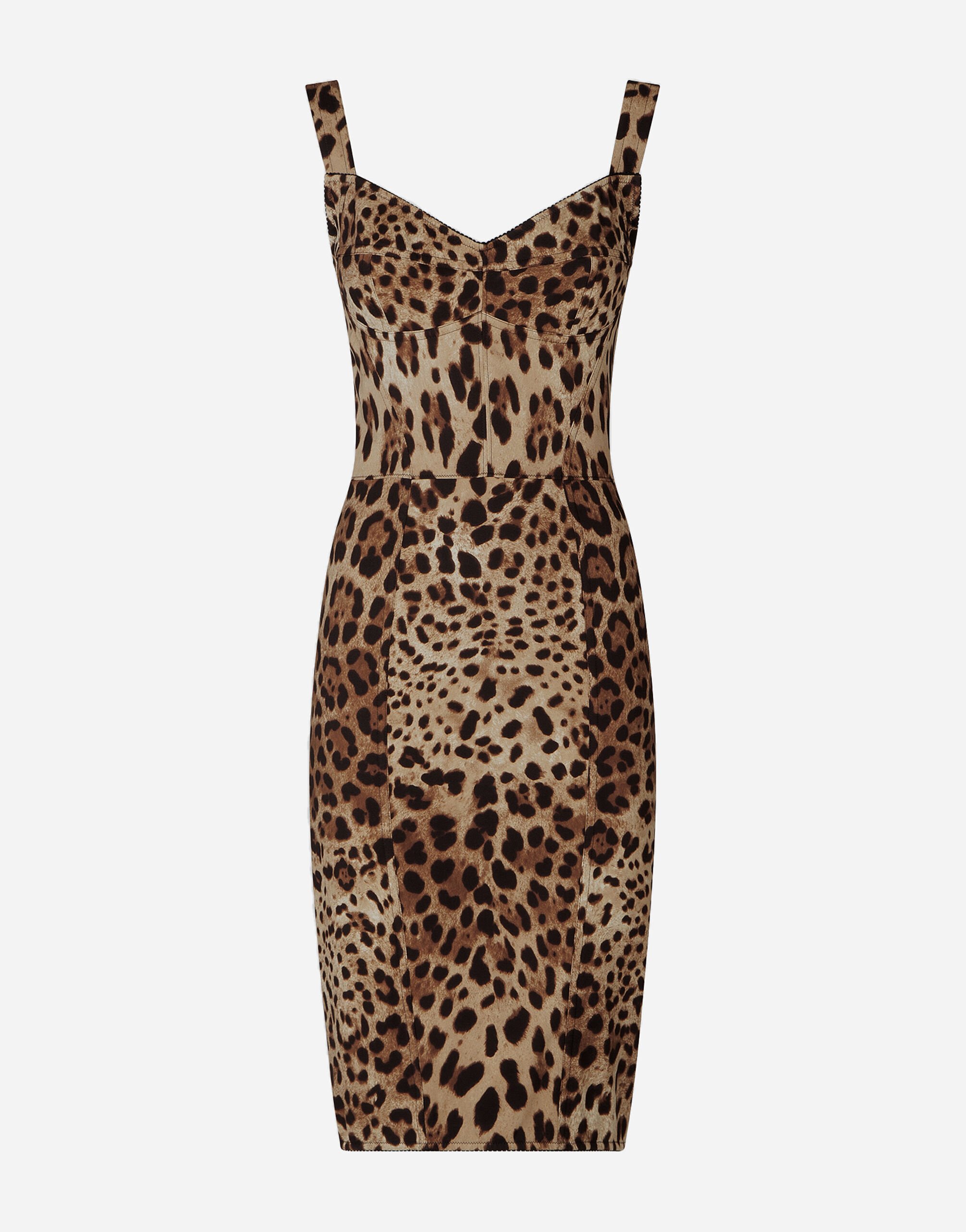 Leopard-print cady corset-style midi dress in Multicolor for Women