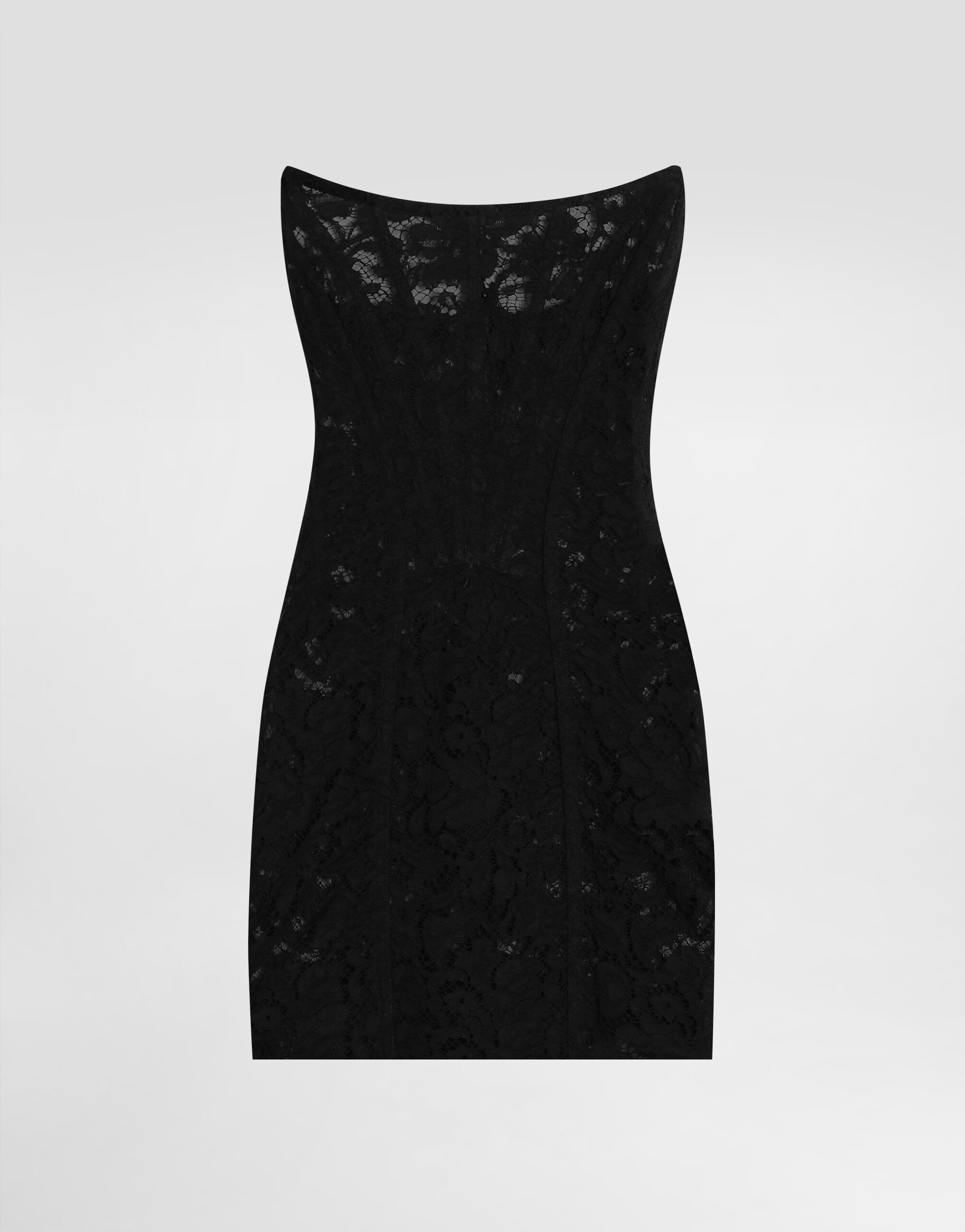 Short cordonetto lace corset dress in Black for Women