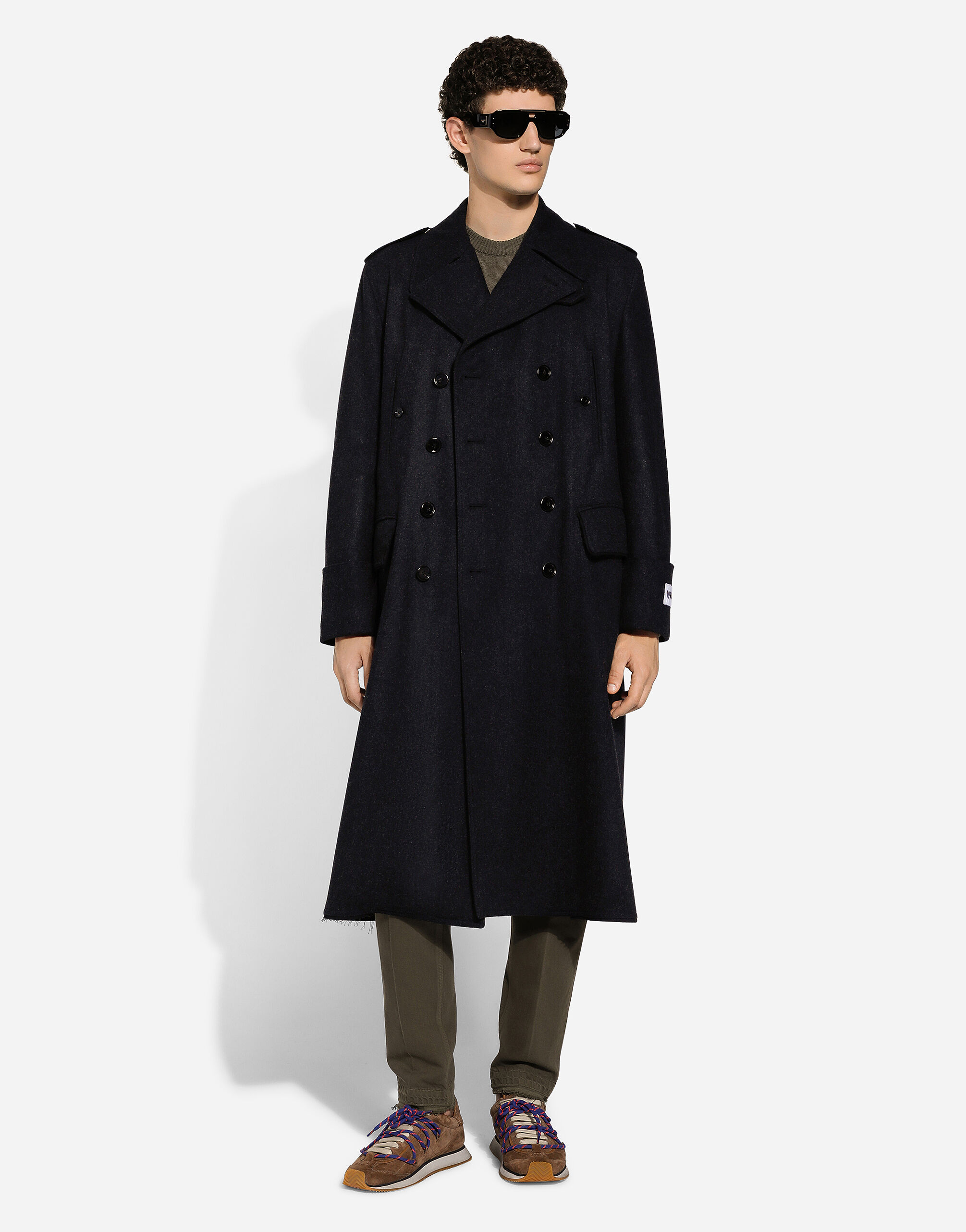 Double-breasted cashmere pea coat in Grey for Men | Dolce&Gabbana® US