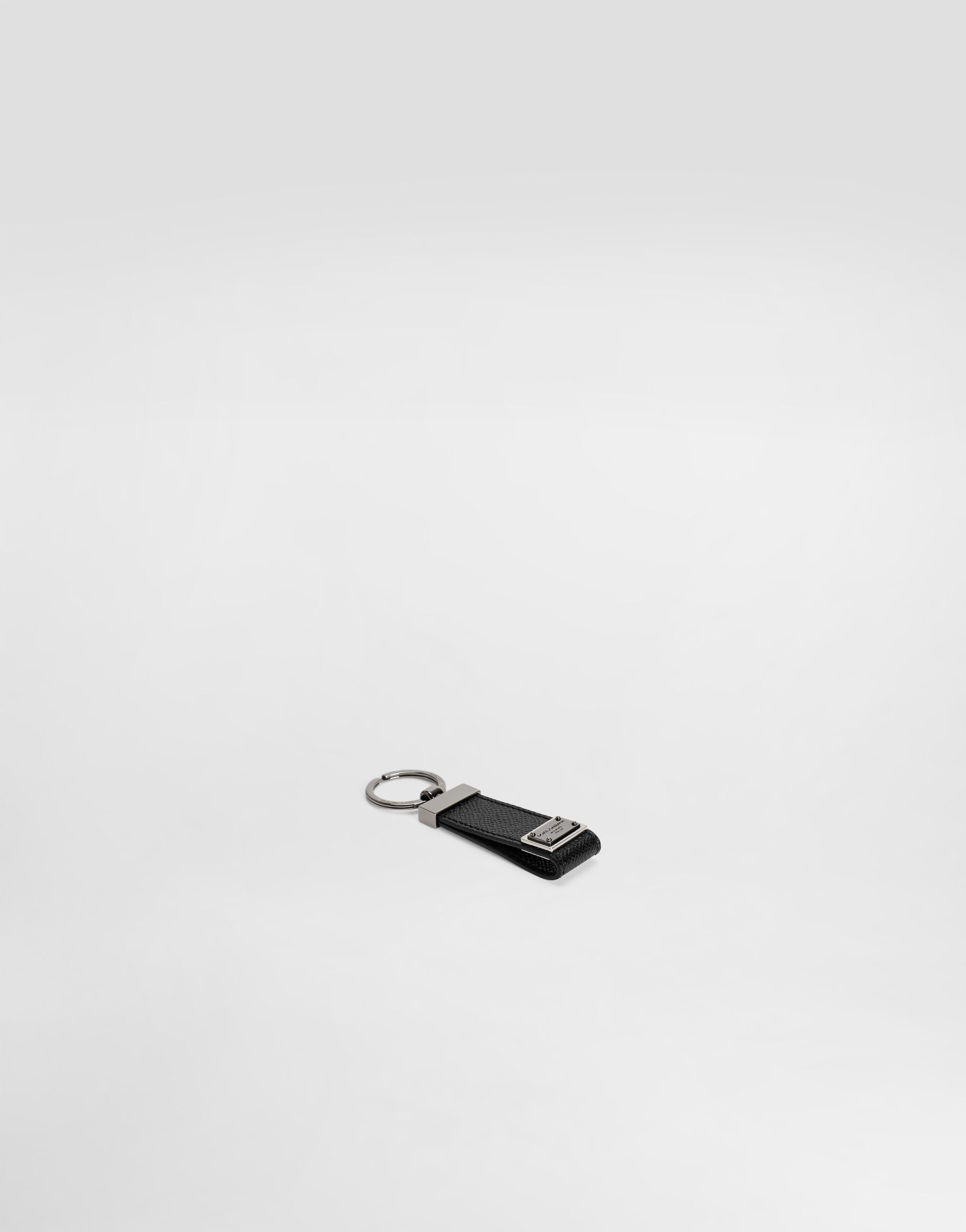 Calfskin key chain with logo tag in Black for Men | Dolce&Gabbana® US