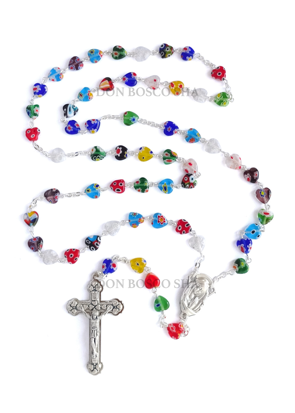 ロザリオ ムラノガラス ハート型珠 マルチカラー - ドン・ボスコ社
