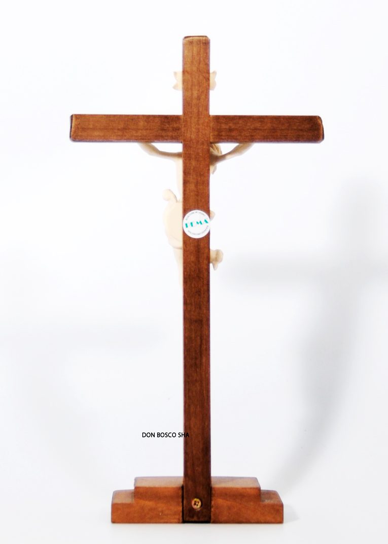 木彫り 卓上十字架 白木 23cm - ドン・ボスコ社