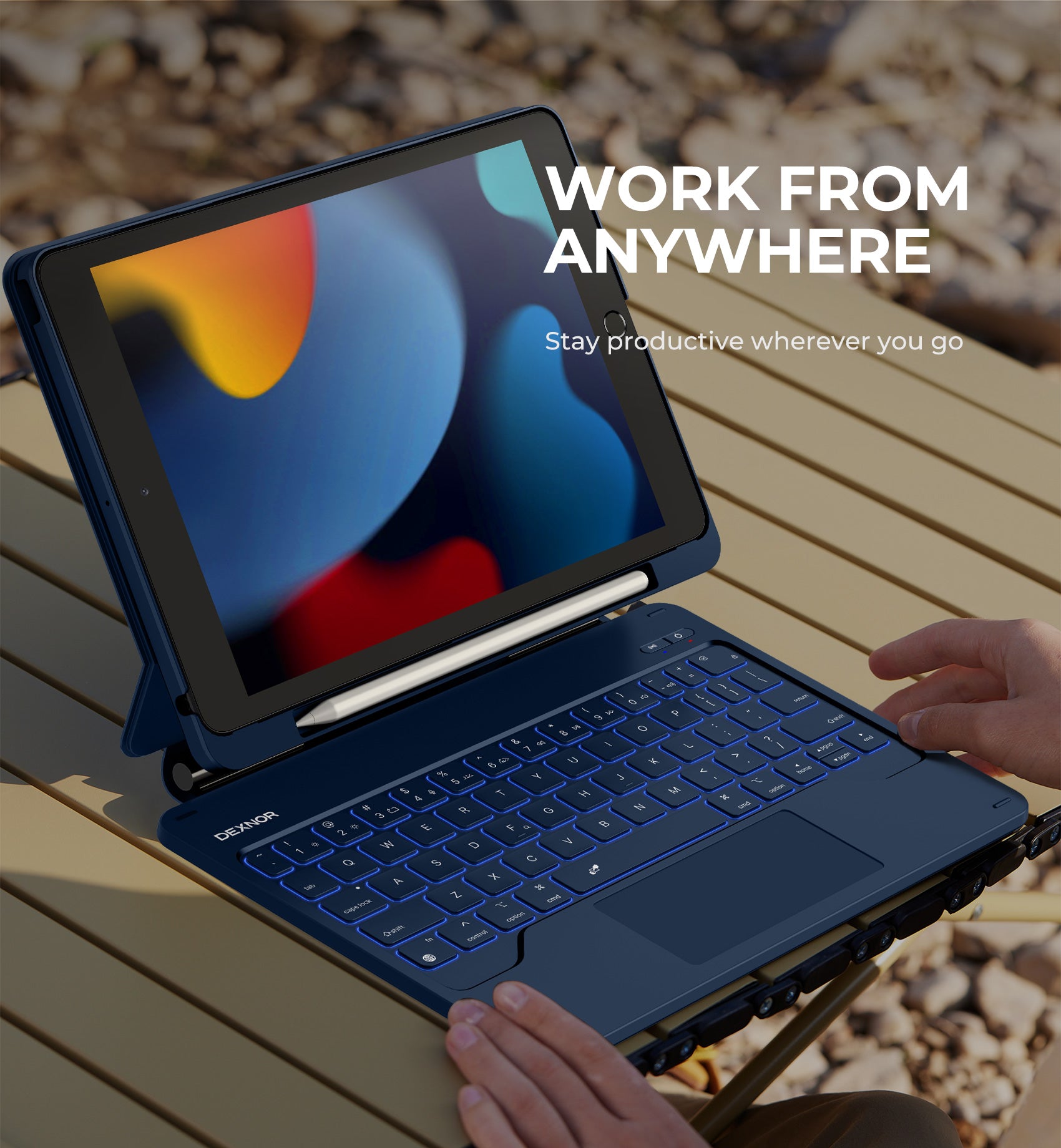 Dexnor Keyboard Case For iPad 8th Gen With Trackpad Pen Holder