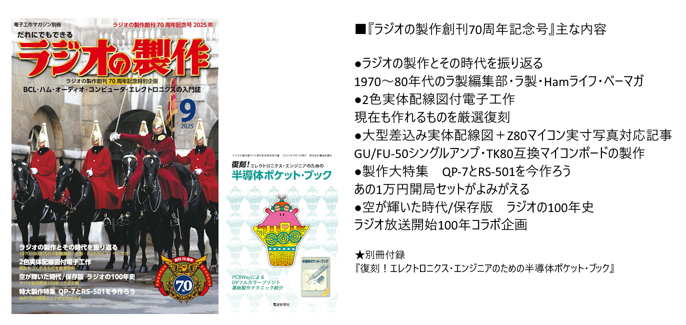 ラジオの製作創刊70周年記念号』が9月1日（月）に発売 | 株式会社電波