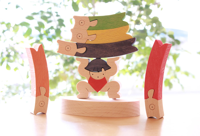 鯉のぼりを揚げる金太（小）】 木のおもちゃデポー