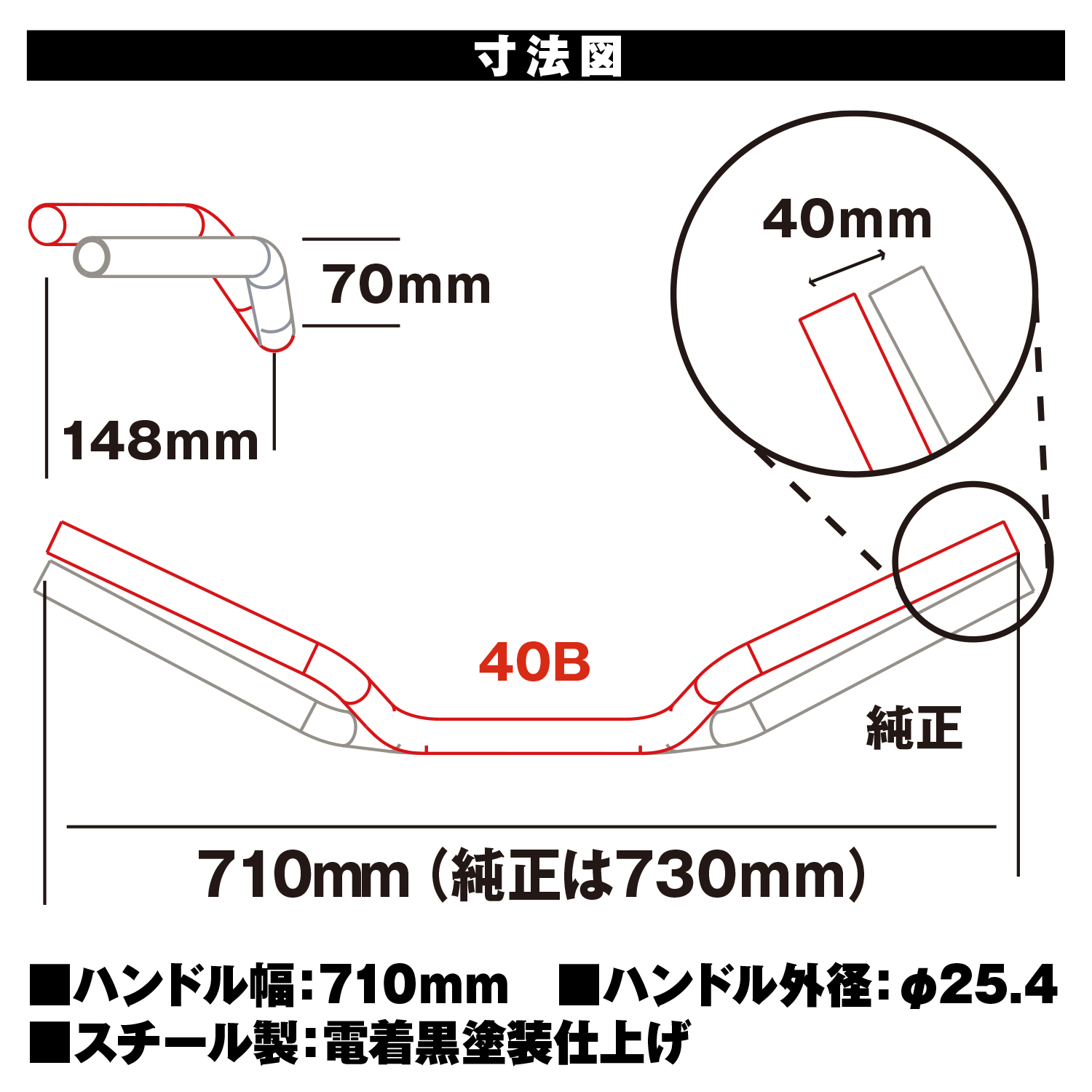 40Bハンドル Rebel250/500｜株式会社デイトナ