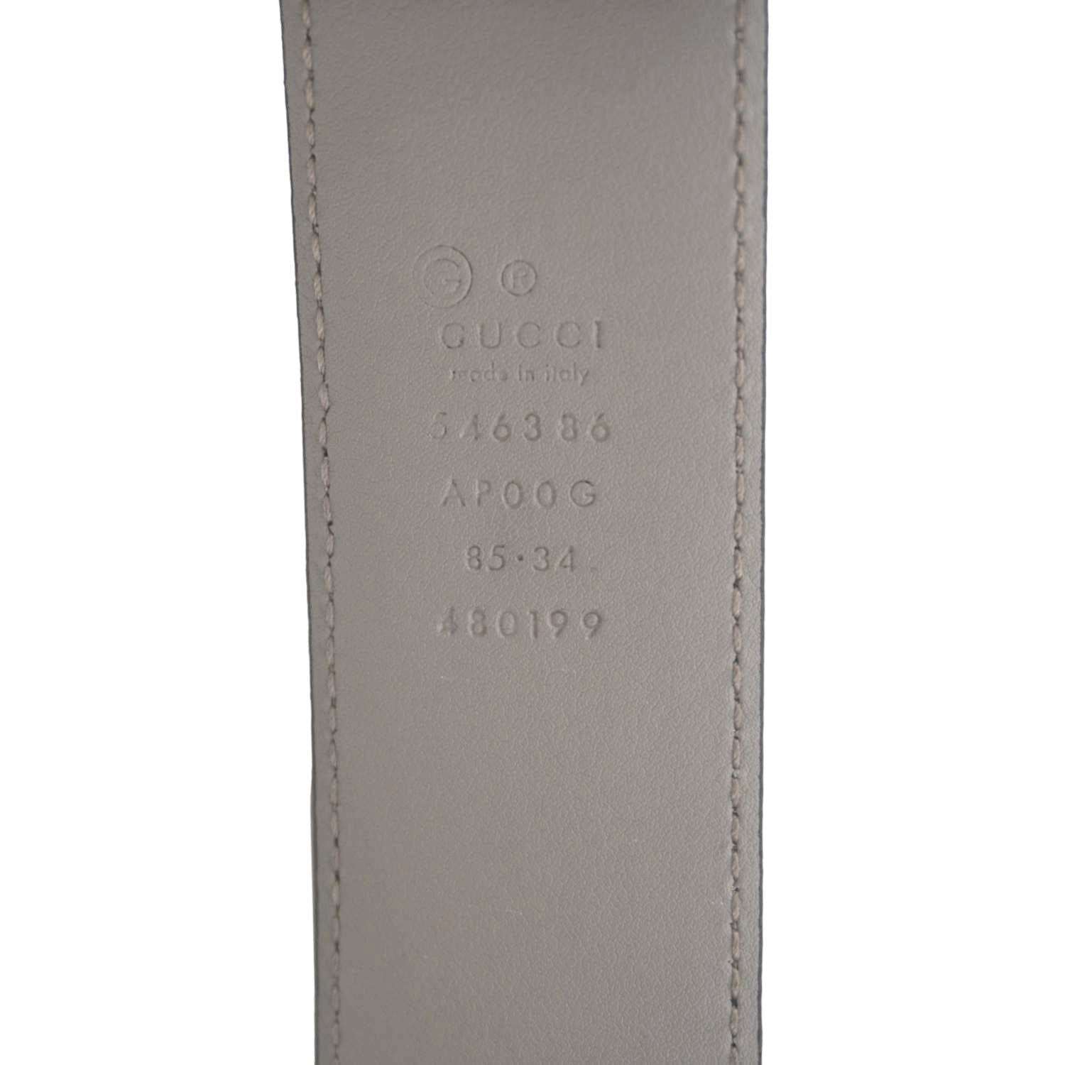GUCCI Interlocking G Leather Belt Size 85.34 Gray 546386