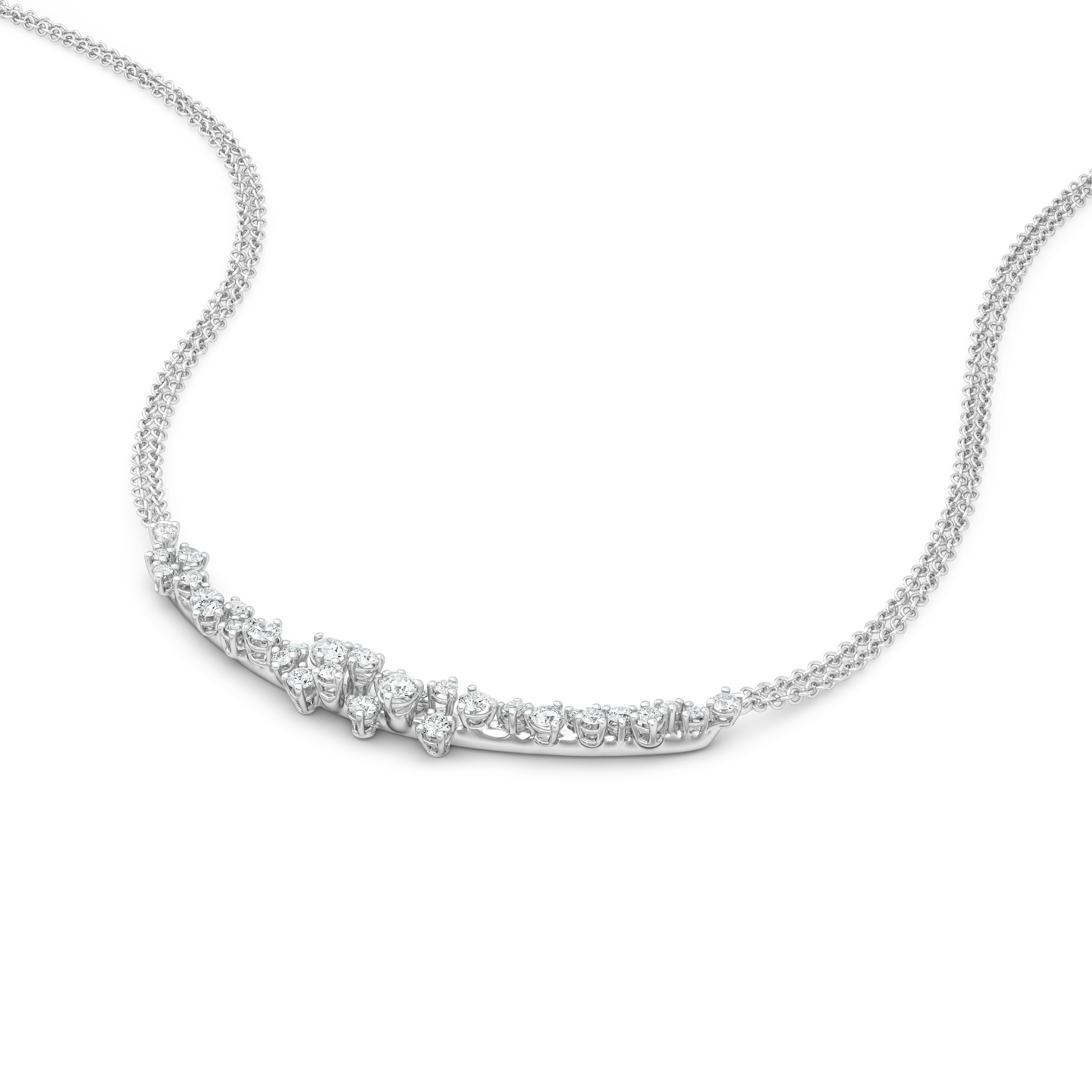 ホワイトゴールド、ダイヤモンド（複数）ネックレス - Damiani MIMOSA