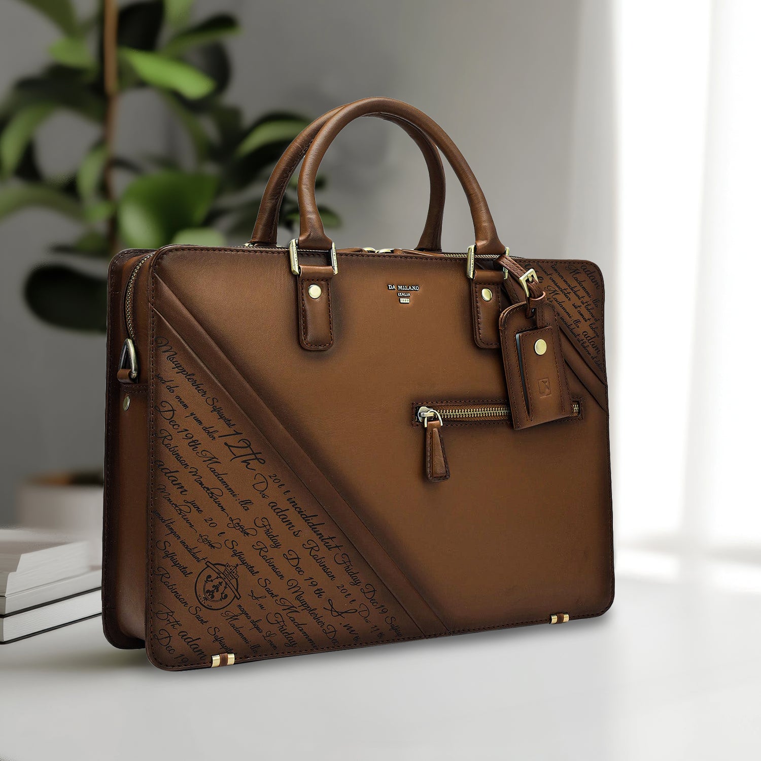 Signato Leather Laptop Bag - Cognac – Da Milano