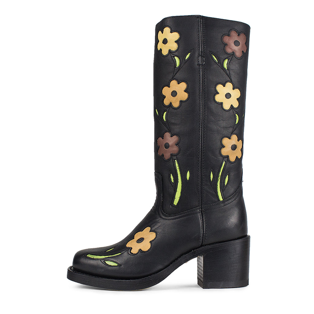 Flower Boots Black Brown – Dandelie