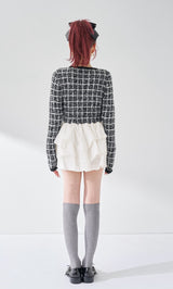 ボリュームフリルツイードニットミニワンピース – Darich (ダーリッチ)