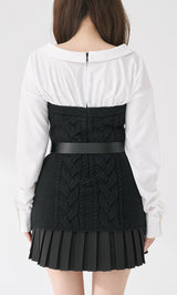 シャツドッキングプリーツニットミニワンピース – Darich (ダーリッチ)