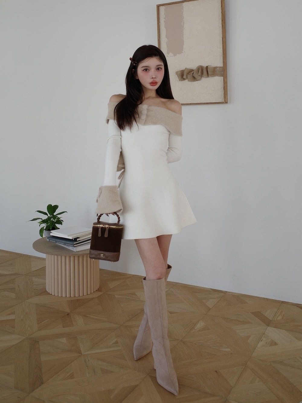 オフショルシャギーニットミニワンピース – Darich (ダーリッチ)