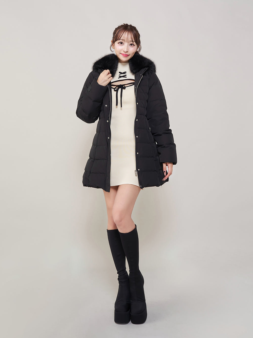 フロントオープンリボンニットミニワンピース – Darich (ダーリッチ)