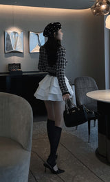 ボリュームフリルツイードニットミニワンピース – Darich (ダーリッチ)