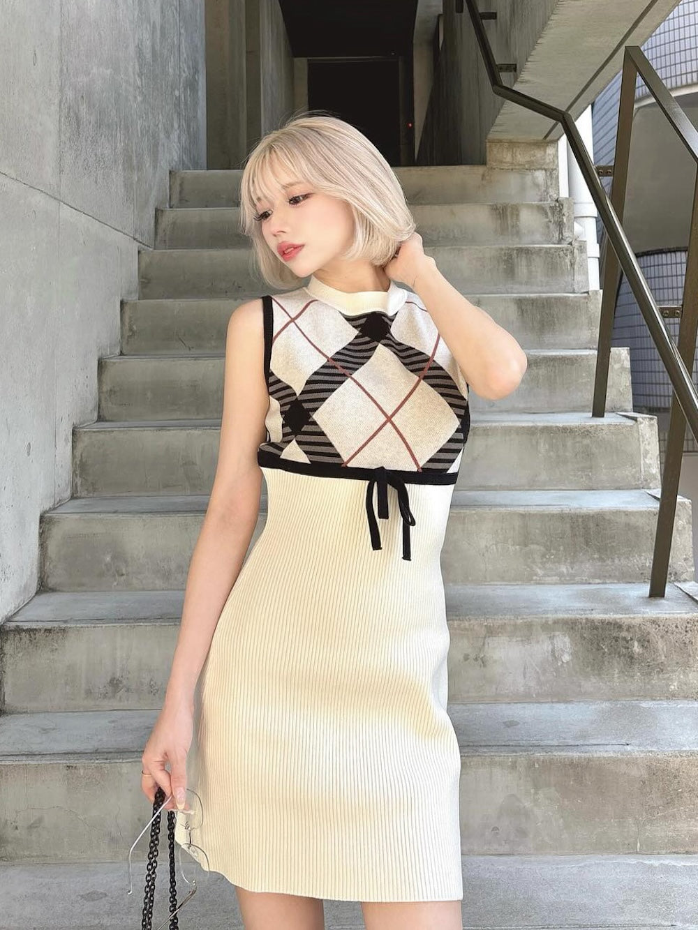 チェックジャガードニットミニワンピース – Darich (ダーリッチ)