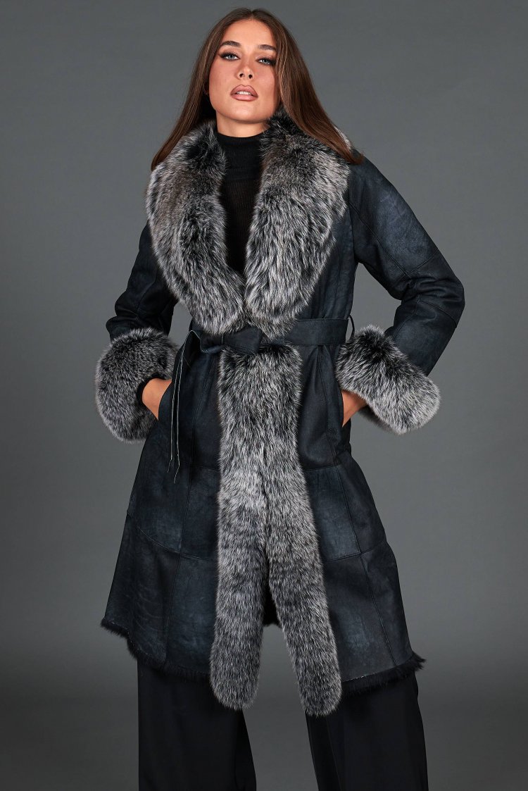 Women's lapin fur coat black fur coats for sale Ada | D'Arienzo