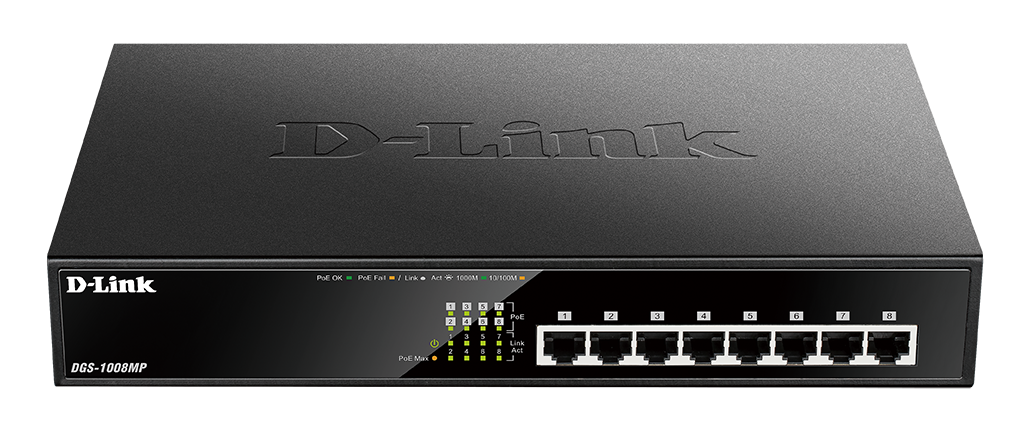 DGS-1008MP (Max PoE) 8-Port Desktop Gigabit Max PoE Switch | D-Link