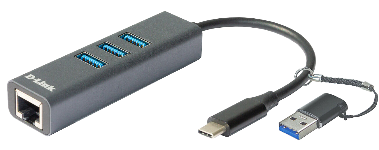 DUB-2332 USB-C/USB to Gigabit Ethernet Adapter with 3 USB 3.0