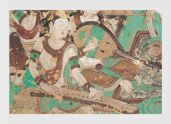 古民家整理品 中国唐時代敦煌莫高窟壁画 彩絵人物像 発掘