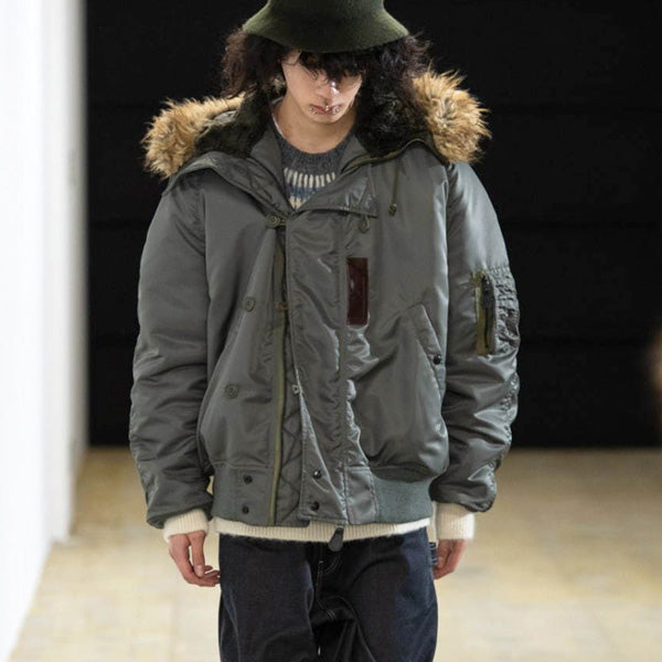 Nylon twill x wool jacquard J030 (WH-J030-051) | JUNYA WATANABE