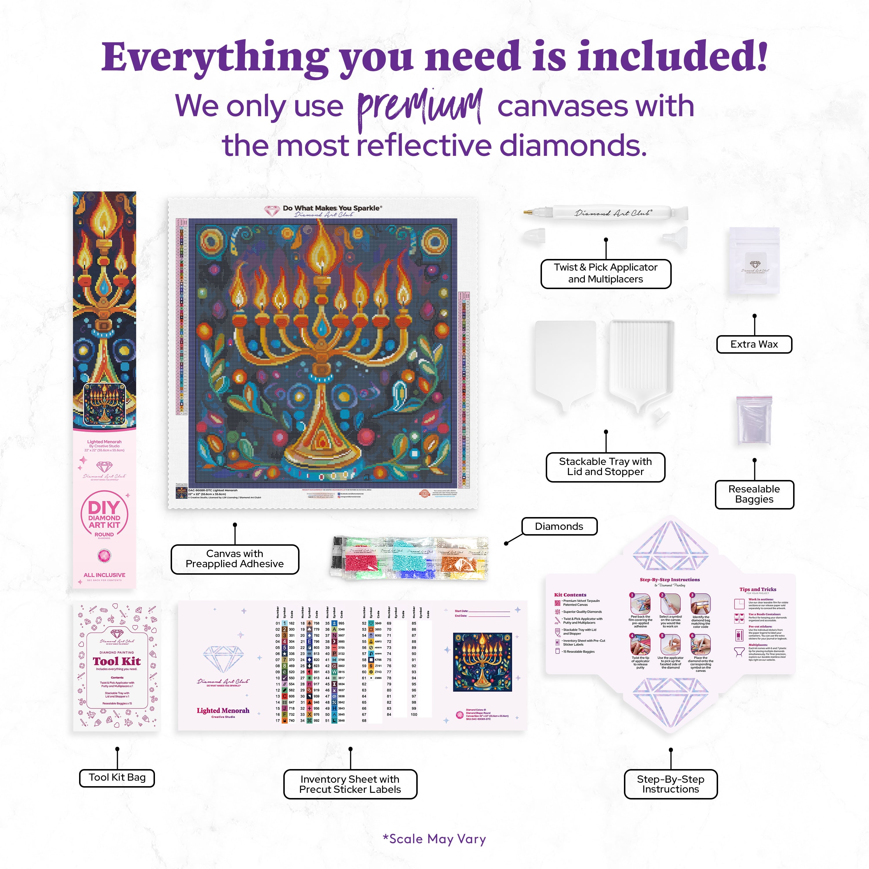 Lighted Menorah – Diamond Art Club