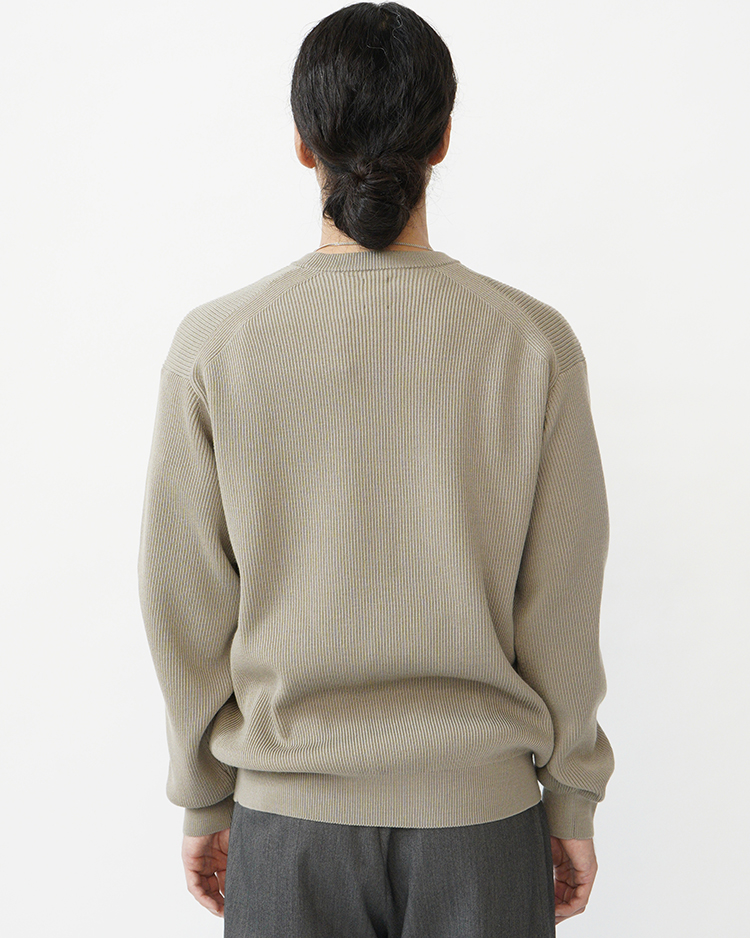 SUPER HIGH TWIST WOOL CREW NECK / LIGHT BEIGE | BATONER (MEN