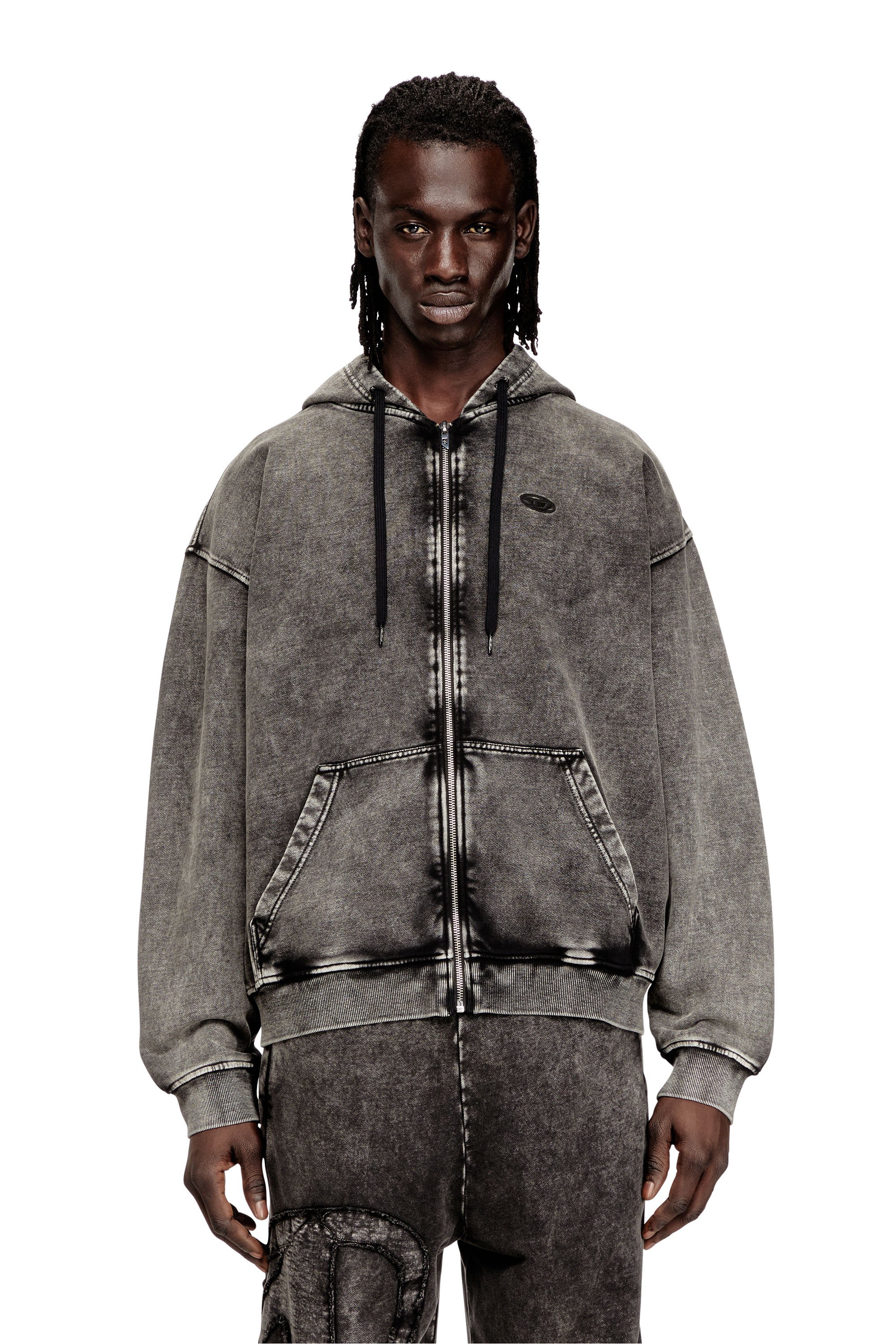 S-BOXT-HOOD-ZIP-DEN ジップアップパーカー｜グレー｜メンズ｜DIESEL