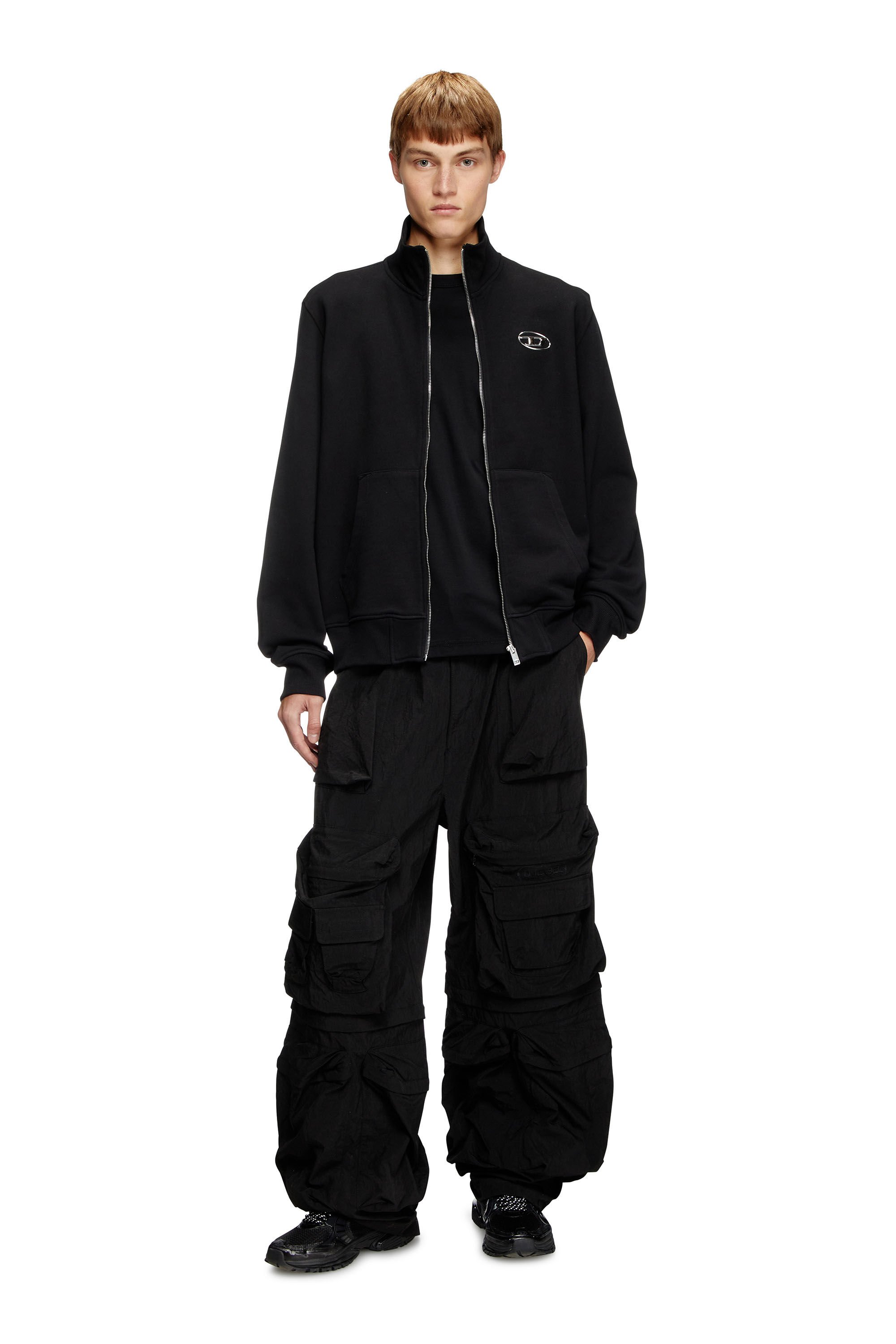 S-GINNI-ZIP-OD ジップアップスウェット｜ブラック｜メンズ｜DIESEL