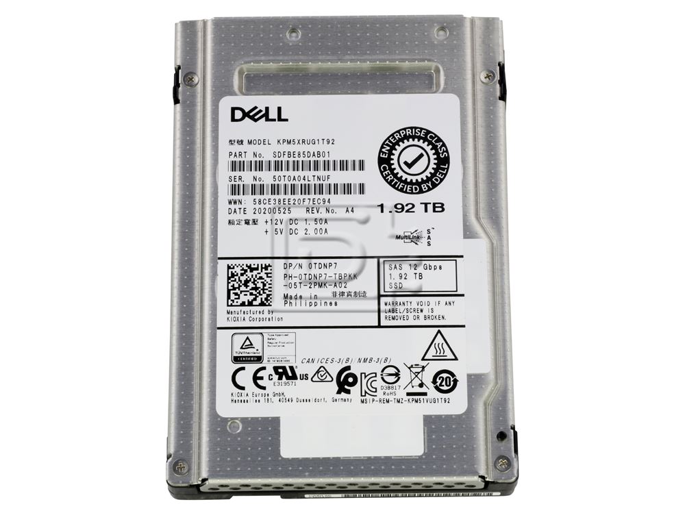 Dell TDNP7 / Toshiba KPM5XRUG1T92 1.92TB 2.5 SFF 12Gbps RI SAS SSD