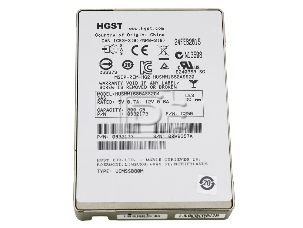 HGST HUSMM1680ASS204 0B32166 800GB MLC / Multi Level Cell 12Gb/s