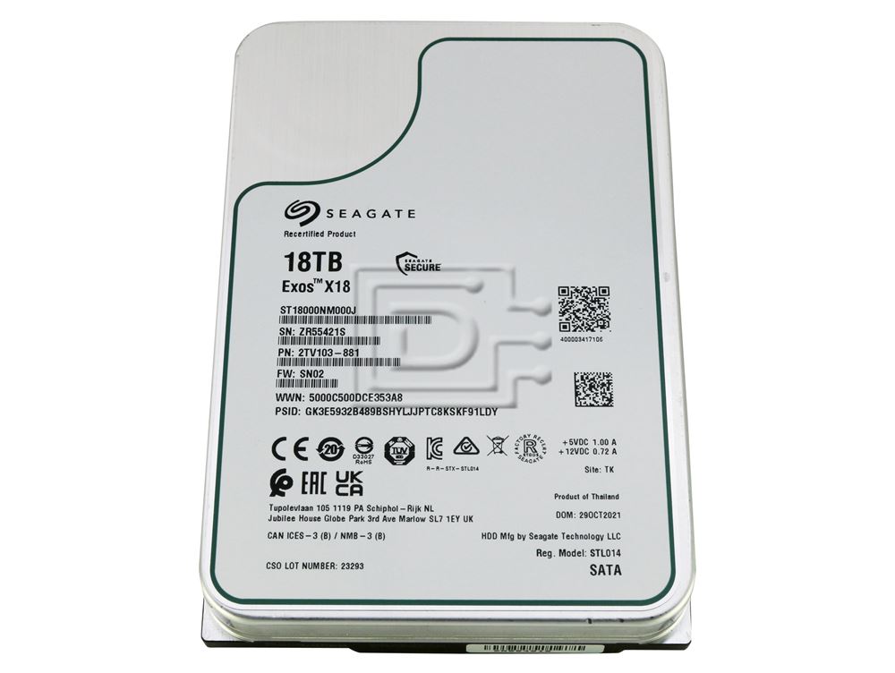Seagate Exos X18 ST18000NM000J 18TB 3.5 LFF 6Gbps 7.2K RPM