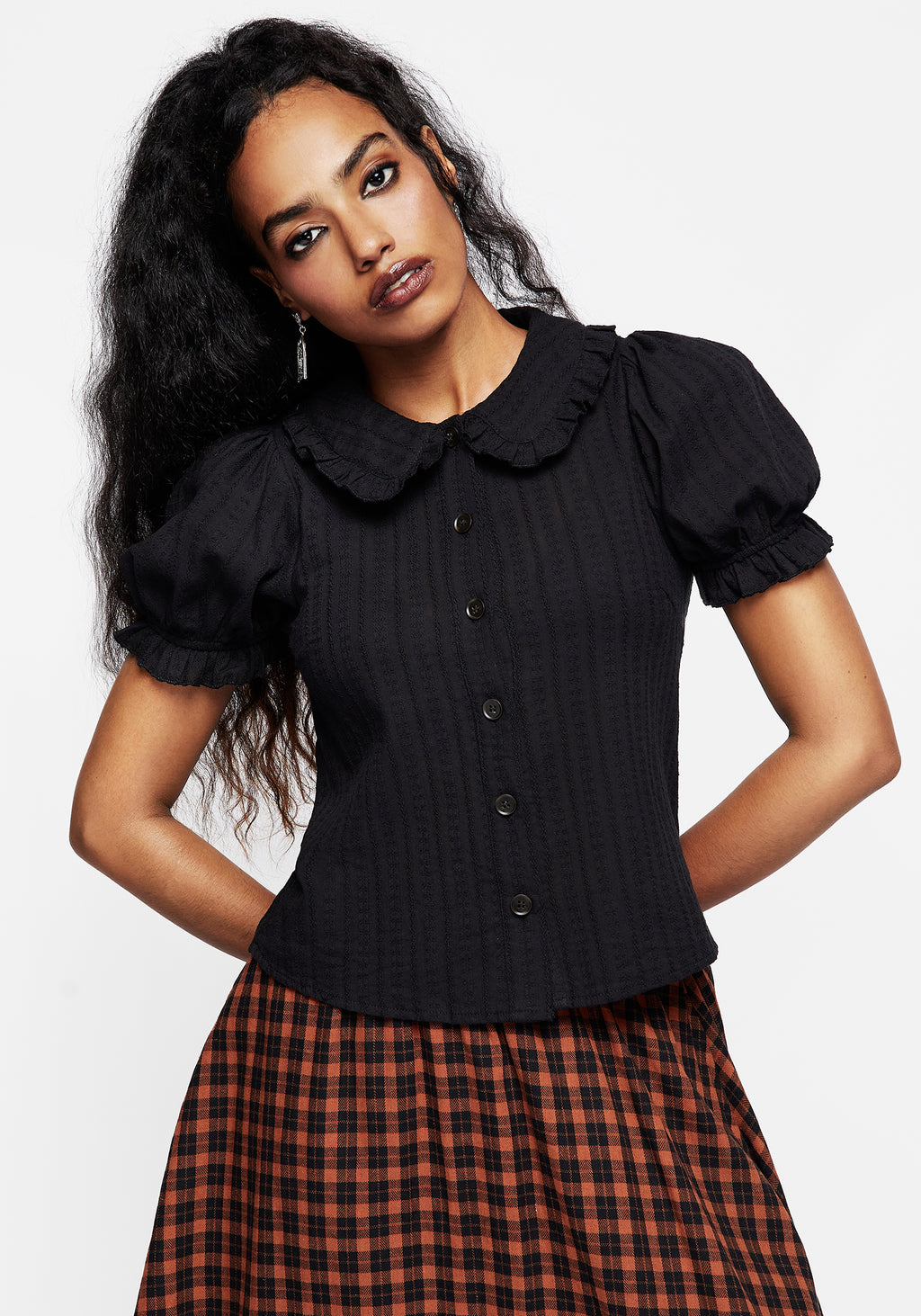 Menagerie Textured Button Up Blouse Top | Disturbia - Shop Women's