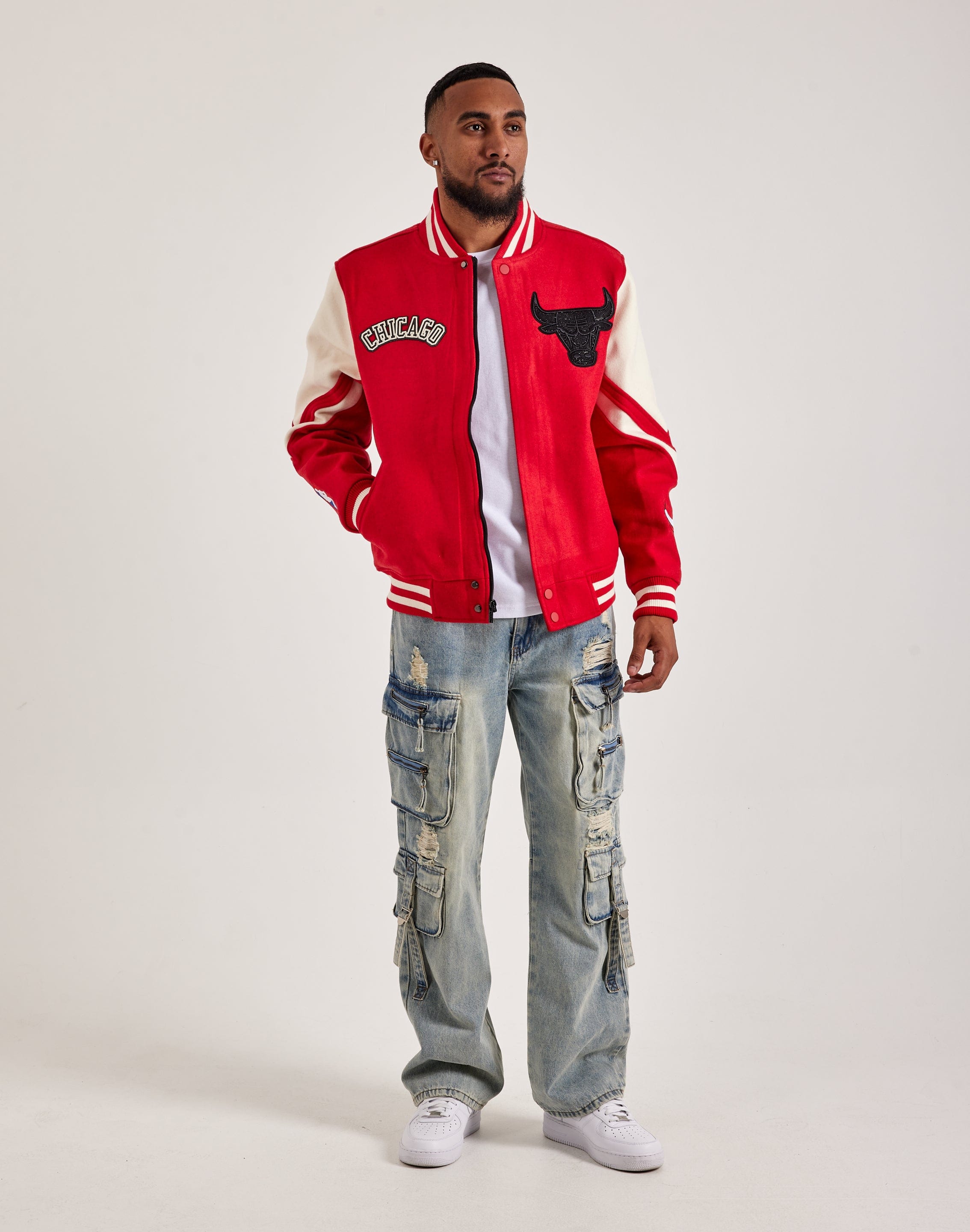 k*N様 アディダス スタジャン 赤白BULLS NBAナイロン Chicago Bulls