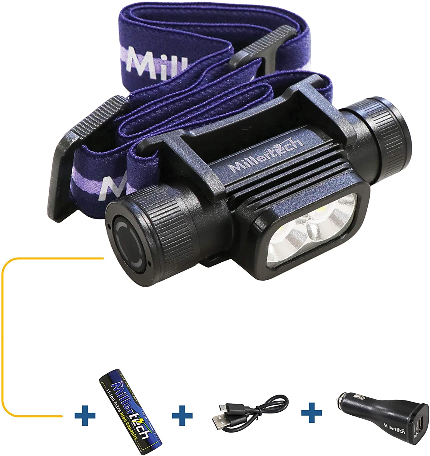 MillerTech Rechargeable LED Headlamp 1800 Lumens ~2nd Generation