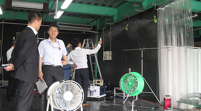 実演デモ・製品説明会 | お問い合わせ | フォグエンジニア霧のいけうち