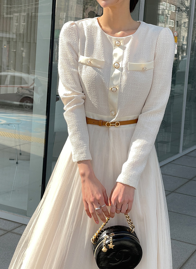 ツイードチュールワンピース | レディースファッション通販 - DHOLIC