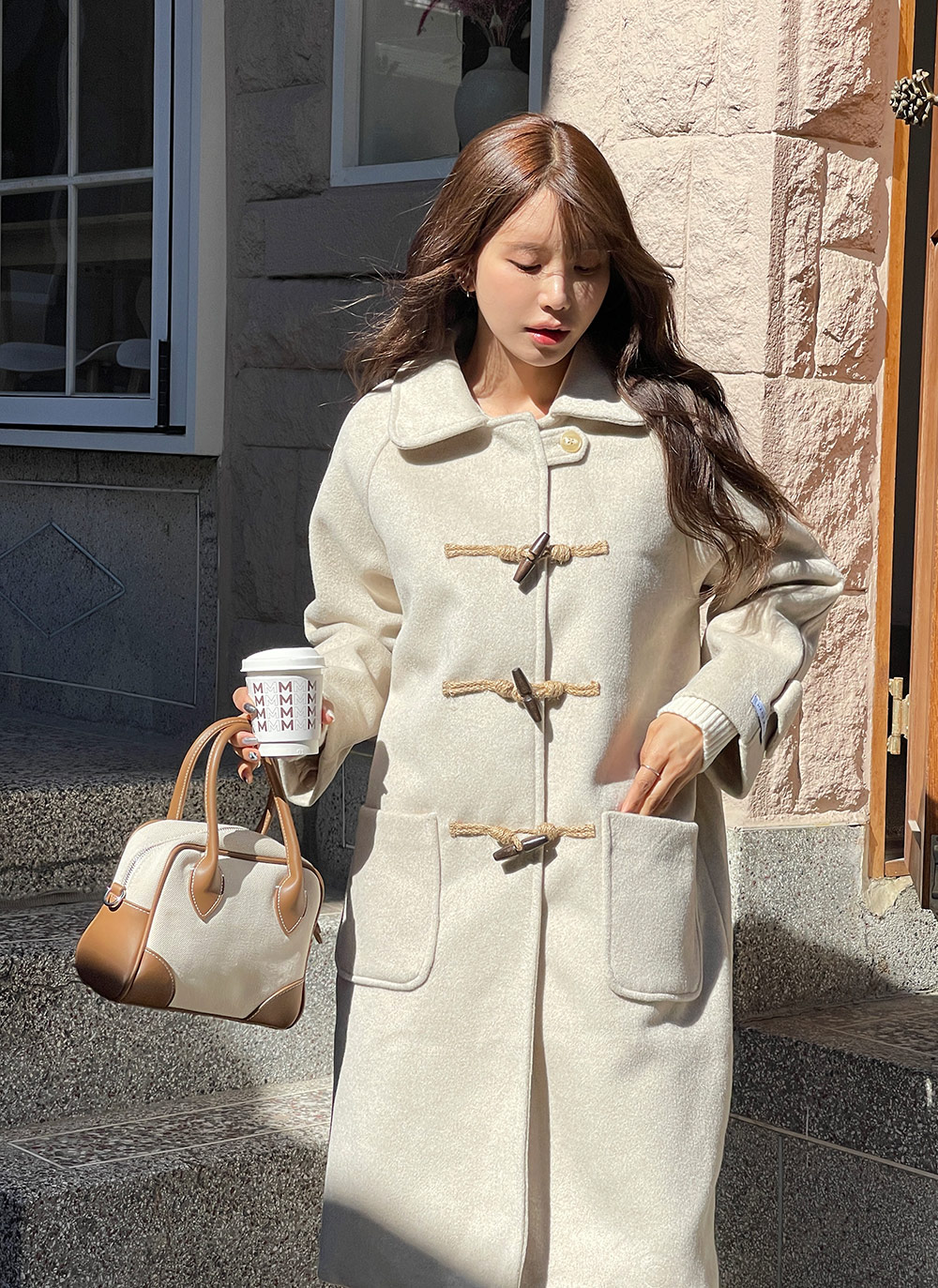 ウール混ハンドメイドトダッフルコート | レディースファッション通販