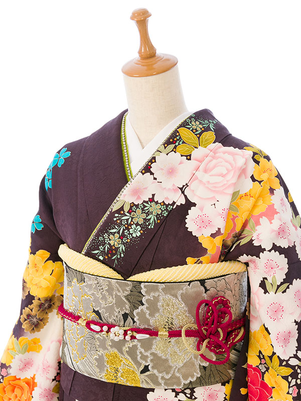 振袖|茶系 |7S450|対応身長:145-155cm|ｻｲｽﾞ:7号-13号｜全国宅配可の「e