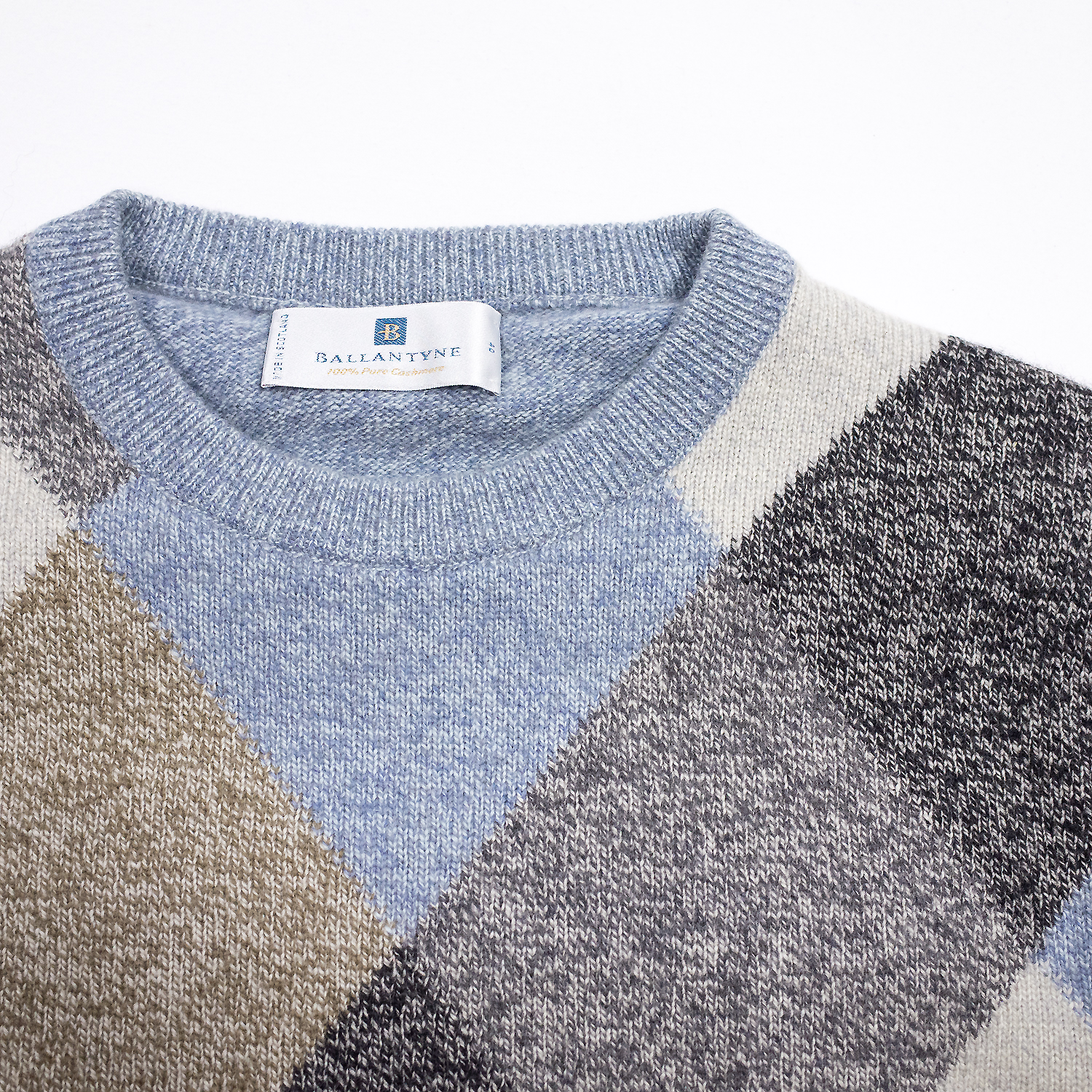 バランタイン・メランジカシミヤアーガイルセーター・ブルーミックス
