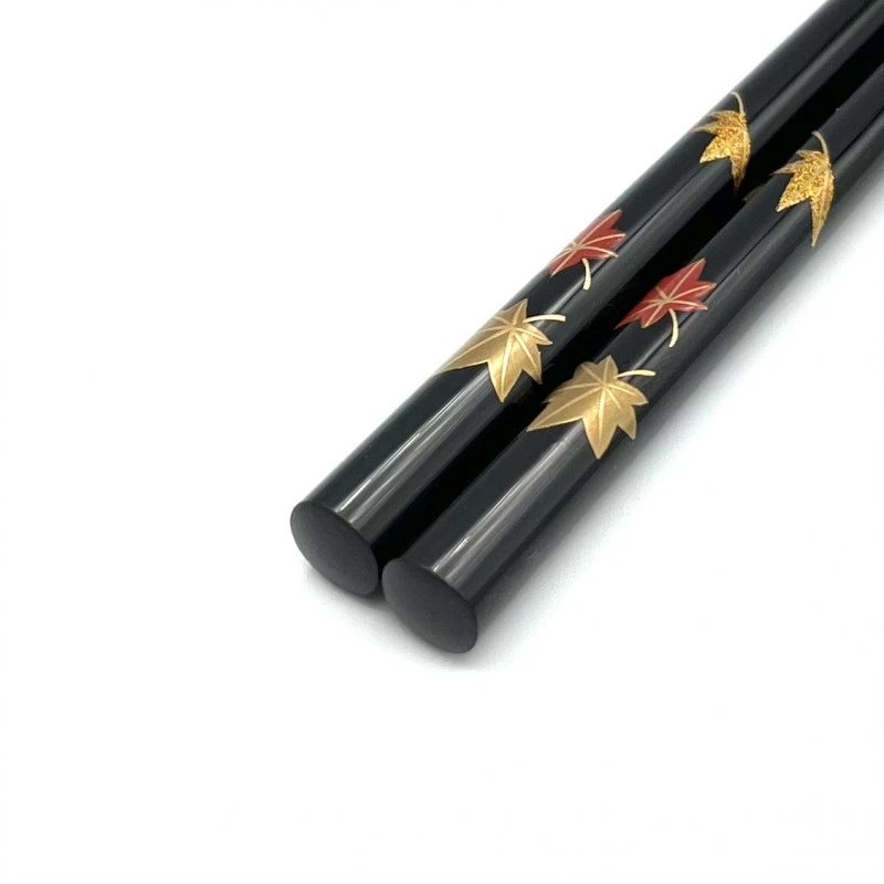 輪島塗 蒔絵箸 紅葉(黒) - お買い物｜日本最大級の箸の通販サイトなら