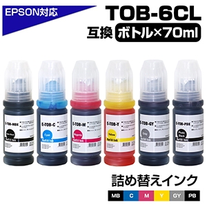 トビバコ TOB-6CL エプソン 互換インクボトル 6色セット 互換インク