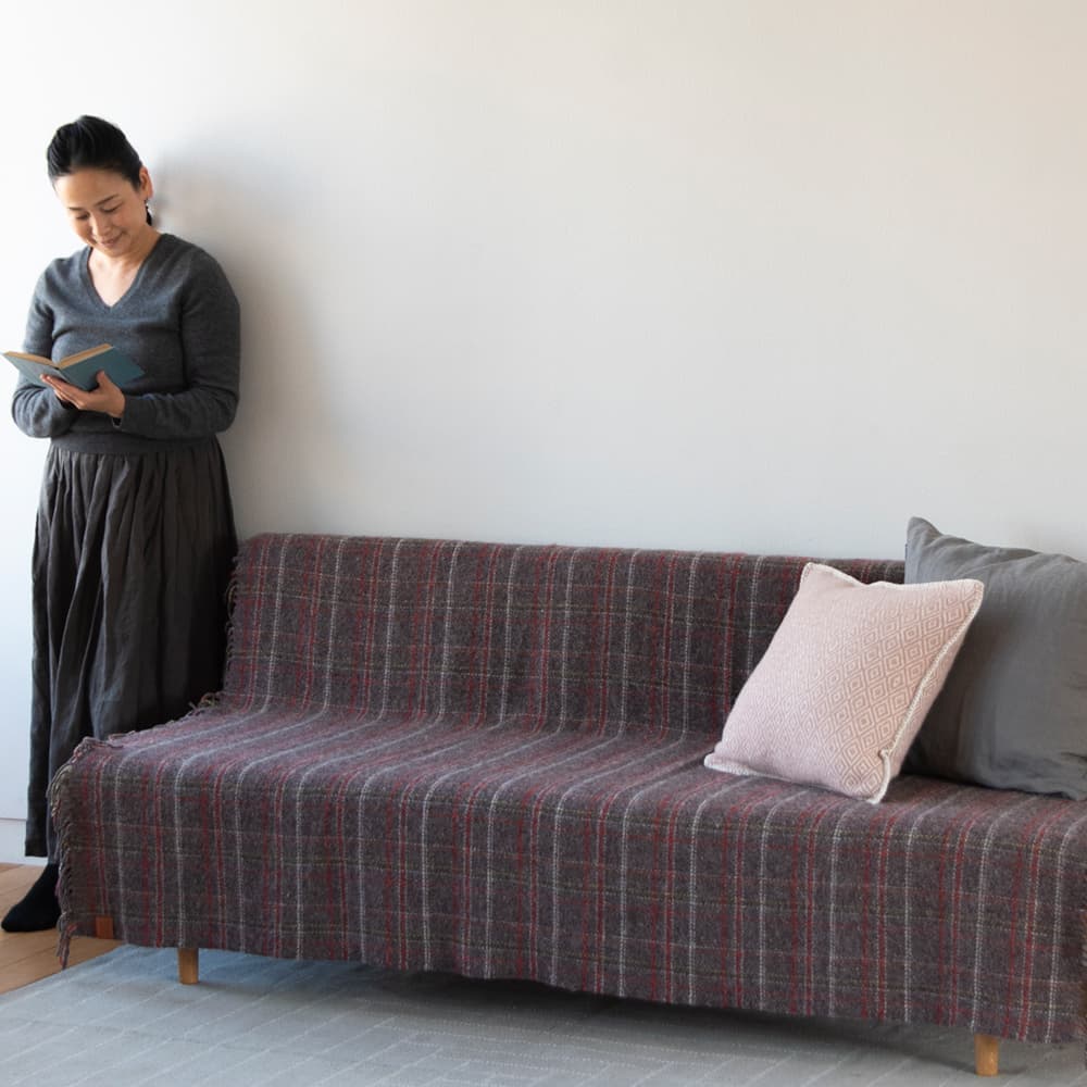 KLIPPAN/クリッパン リサイクルウールスロー スクエア ブラウン/レッド