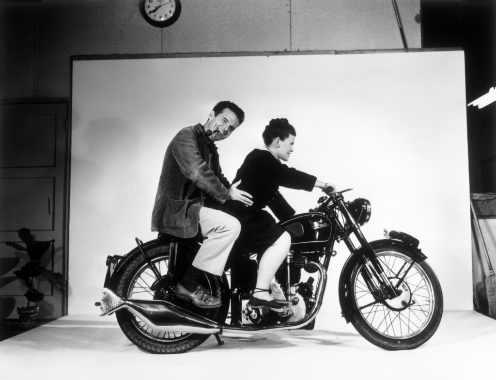 Charles & Ray on a Motorcycle - Customizable Print - Eames Office