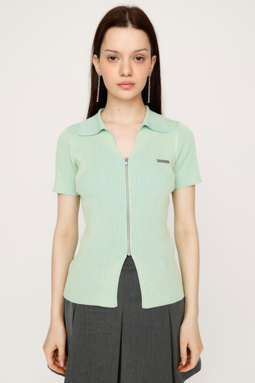 SLY | DUAL COLOR FRONT ZIP KNIT トップス (ニット ) |SHEL'TTER WEBSTORE