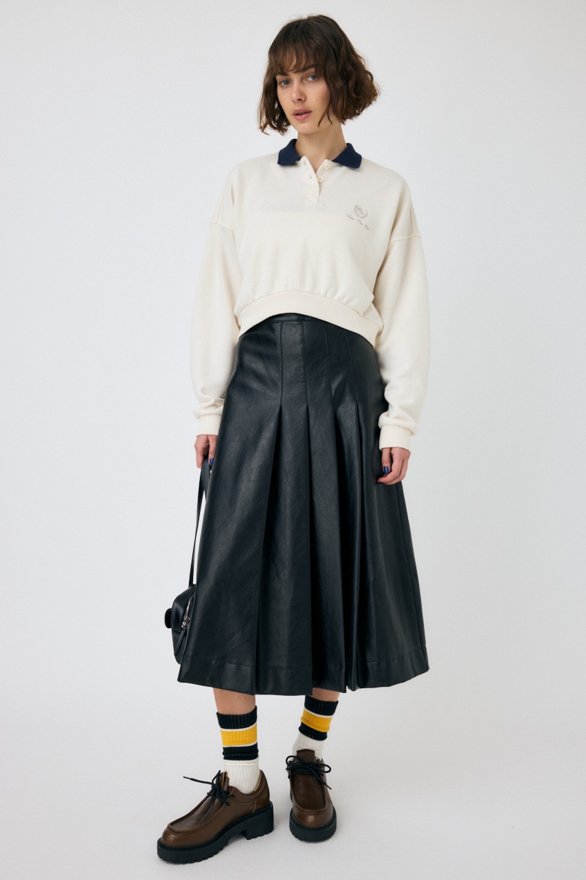 MOUSSY | F/LEATHER TUCKED ミディスカート (スカート(ミディアム