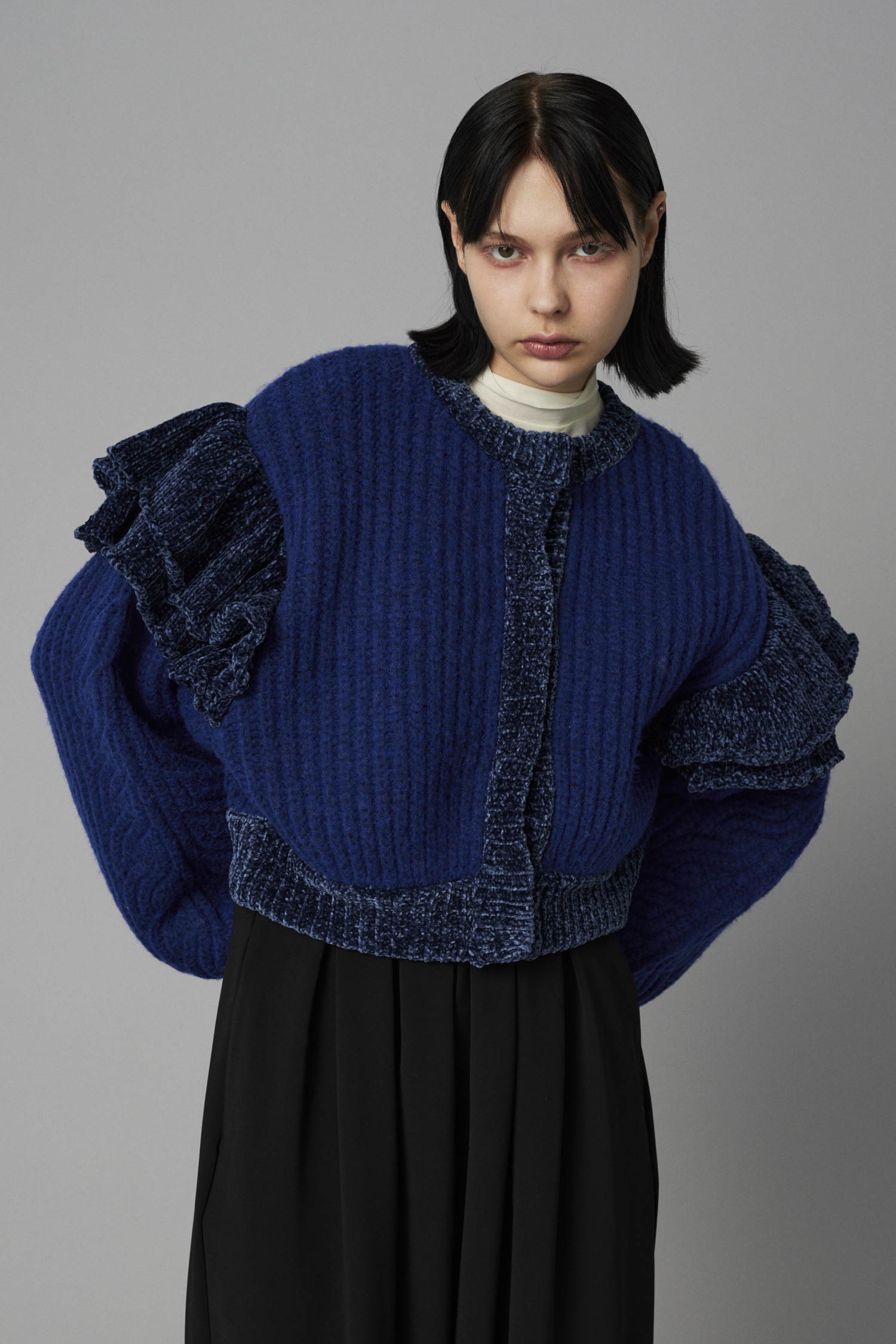 HeRIN.CYE | Frill shoulder cardigan (カーディガン ) |SHEL'TTER